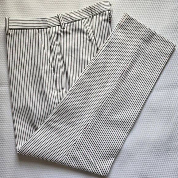 NEW Theory Women's Cotton Trousers with Pinstripes - Picture 1 of 9